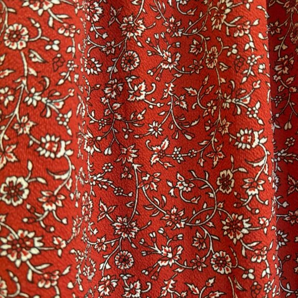 Max Studio Boho Empire Waist Floral Prairie Dress Dark Red White Size Small - Picture 12 of 14